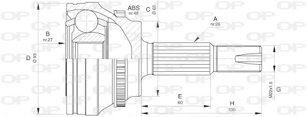 OPEN PARTS Шарнирный комплект, приводной вал CVJ5659.10